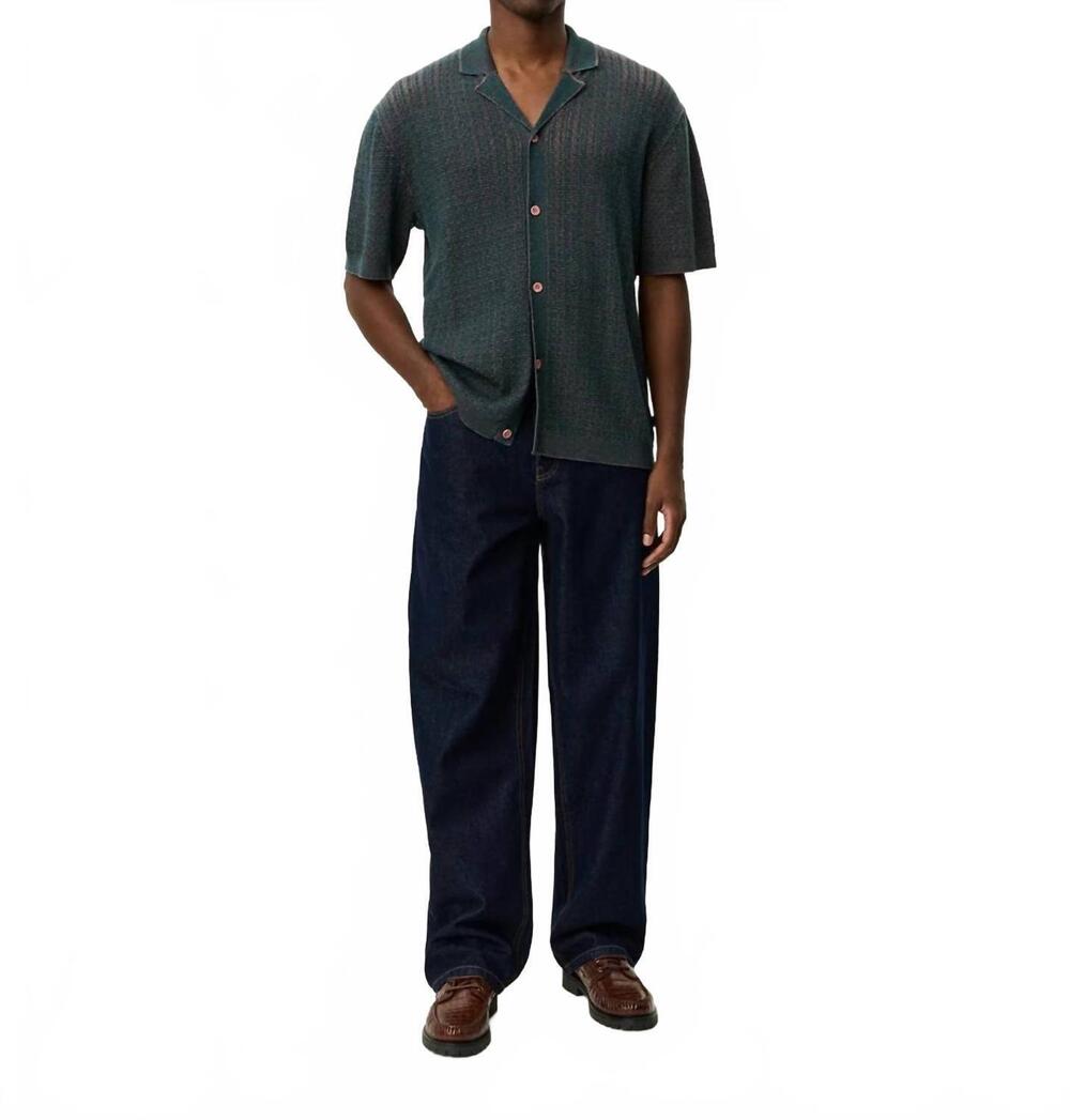 NEW LES DEUX evan knitted shirt in sea moss green
